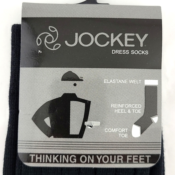⭐️3/ $30⭐️ New Jockey Men's Black Cotton Dress Socks Reinforced Heel Toe - Picture 3 of 5
